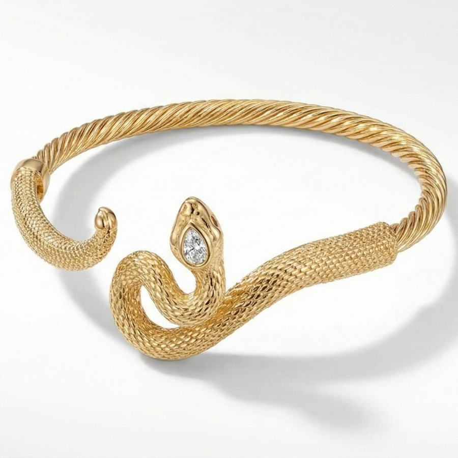 Snake Head Bracelet For Women | Bold Serpent Statement Bracelet Jewellery : 994334337