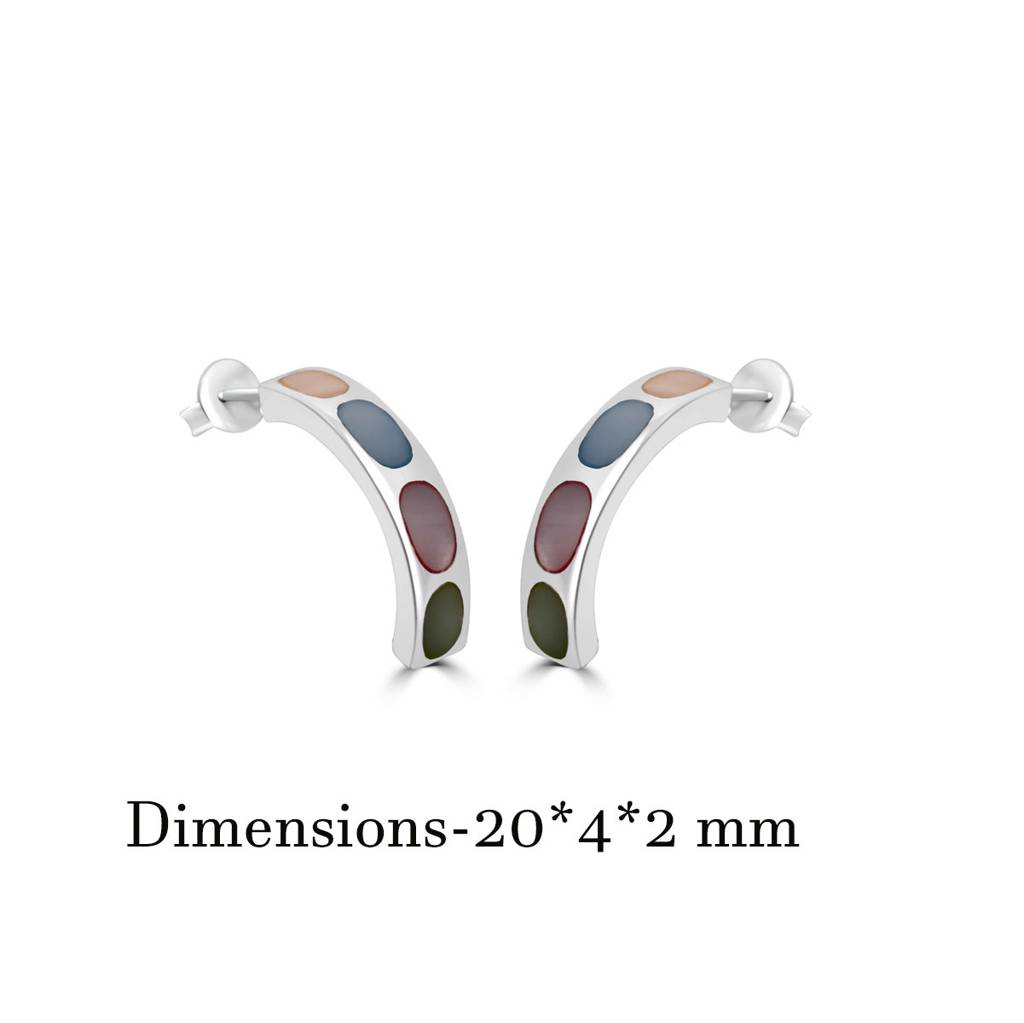 925 Sterling Silver Multicolor Hook Oval Shape Earrings : TWP1184