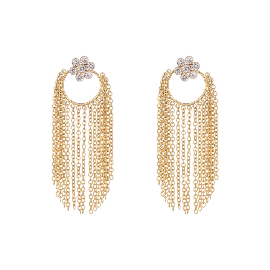 22K Gold Plated Kundan Cascade Earrings : YI24A0372E