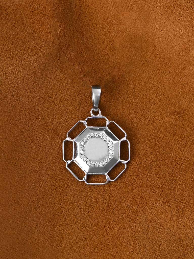 925 Silver Platinum Plated Swiss Zircon Sergio Men Pendant Without Chain Gift For Men & Boys : CSMNP26_NOCHAIN