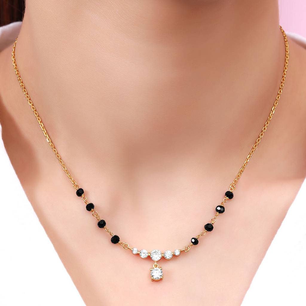 Timeless Gold-Plated Cz 925 Sterling Silver Mangalsutra : MGS-10084-G