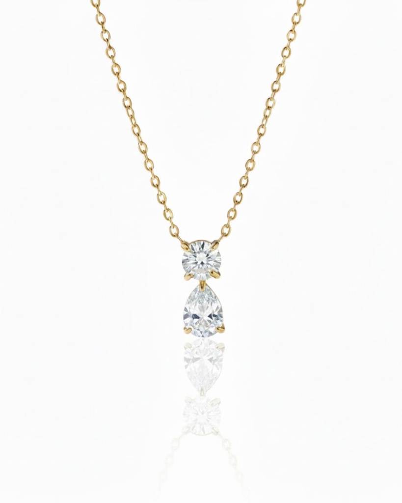 Birthstone Pendant Necklace For Women | Premium Pear Pendant Necklace | April Diamond : CJLX225403904DW