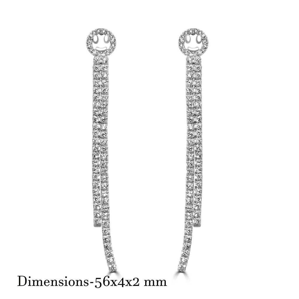 925 Pure Silver Long Treader Earrings |Two Strands Danglers Earrings : TWP1048