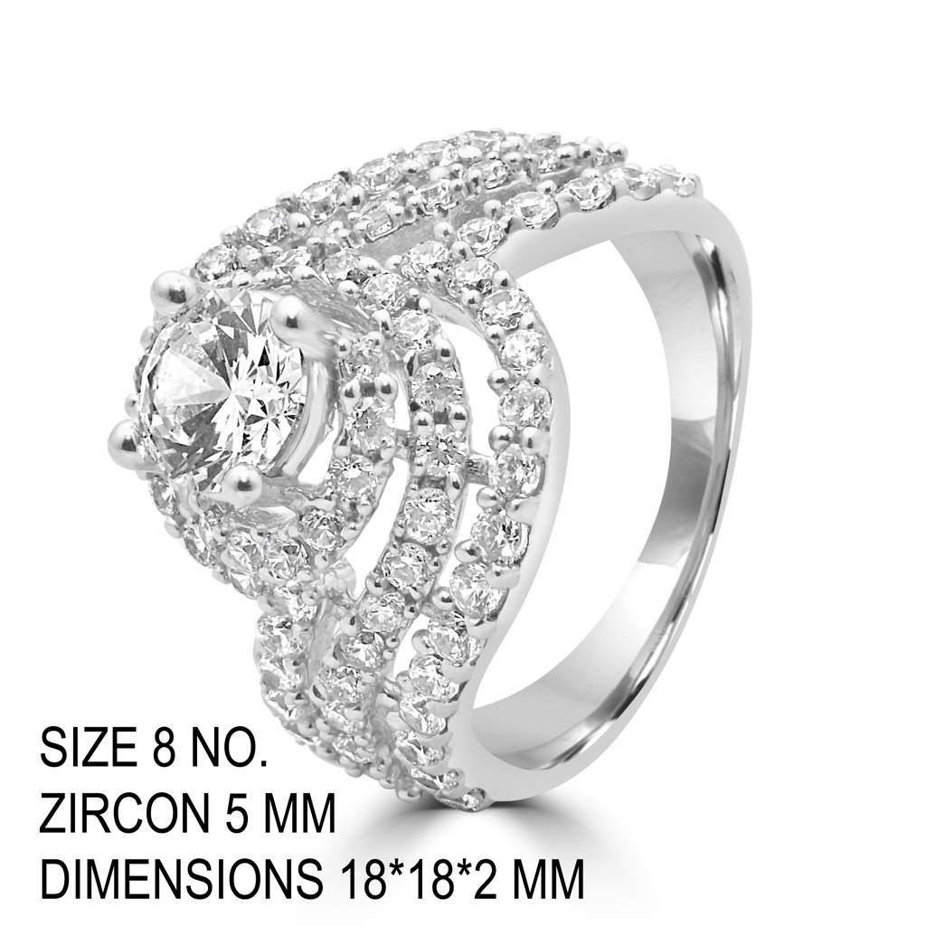 Sophisticated 925 Sterling Silver Ring Featuring Sparkling Zircon Stones For A Stunning Look : LR1218