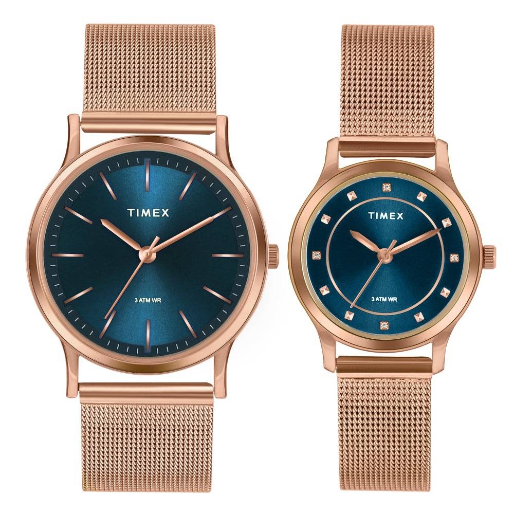 Timex Round 39Mm Dial Analog Pair Watch - Tw00Zp001 : TW00ZP002