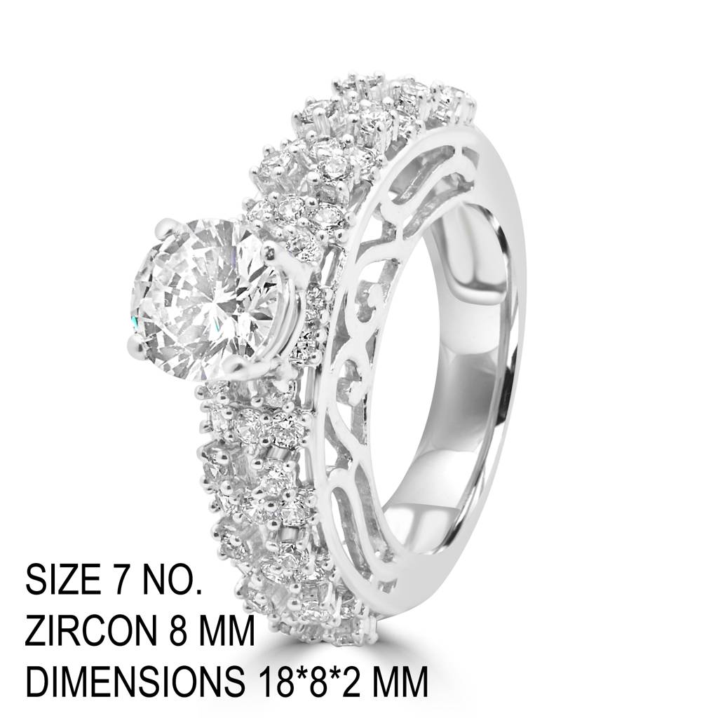 925 Sterling Silver Bold Ring With Zircon Stones For A Contemporary And Glamorous Style : LR1216