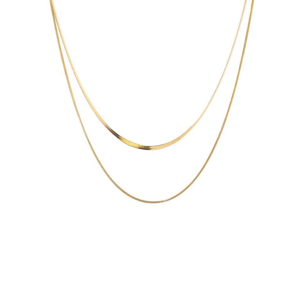 Two Layer Collar Bone Chain Necklace : NC_SS_2LyrChn_gld