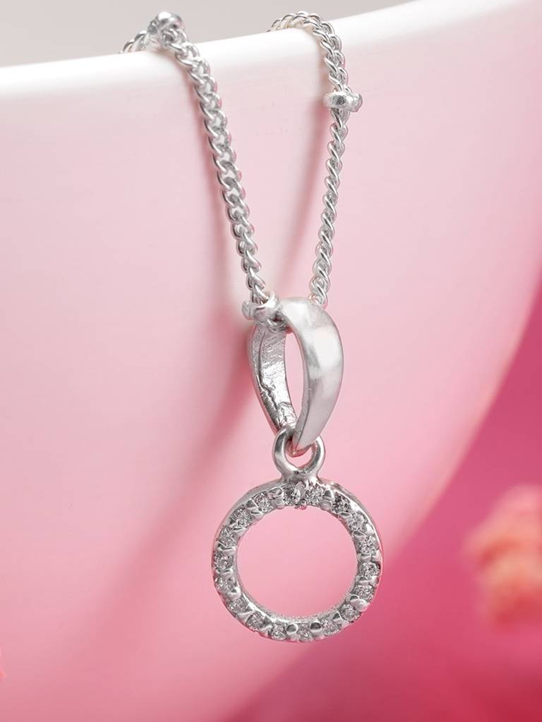 92.5 Silver White Zircon Loop Necklace : U100SG005MY047