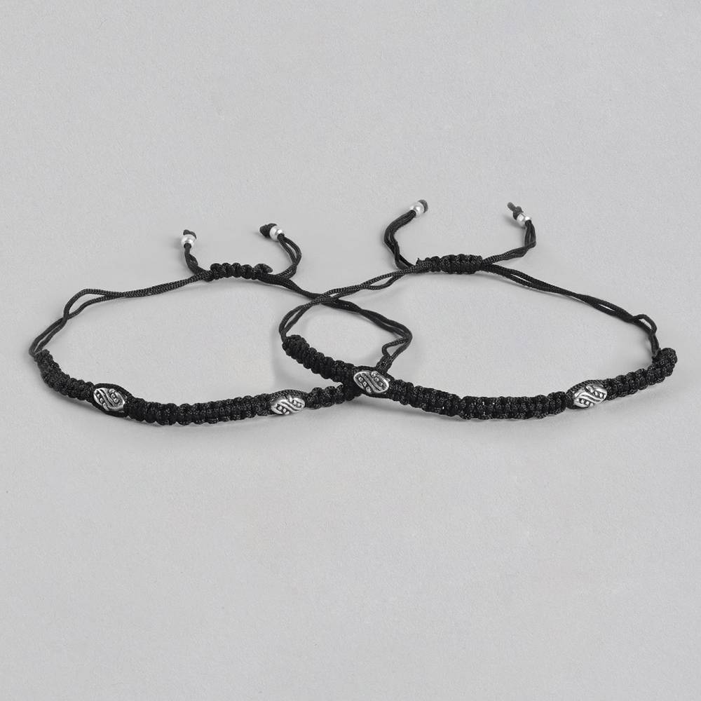 Thread Silver Anklet With Tribal Motif : Thread Silver Anklet With Tribal Motif : U080SO05LA0324