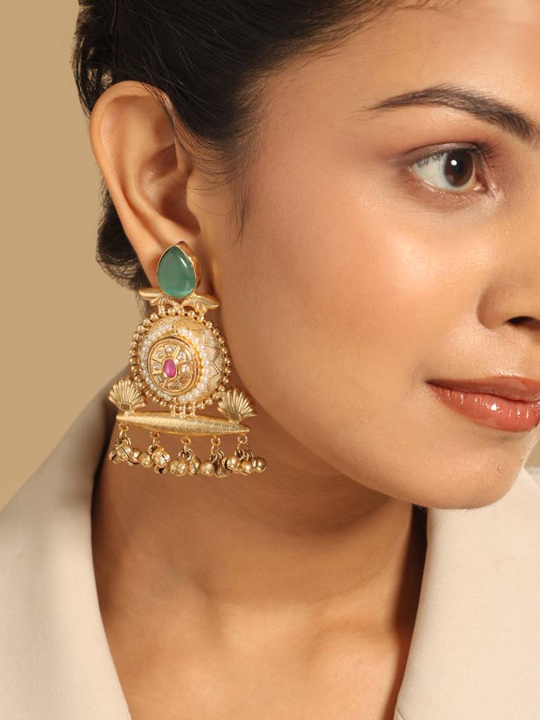 Monalisa Pota Pearl Anti Tarnish Ethnic Earrings : YI24A0248E