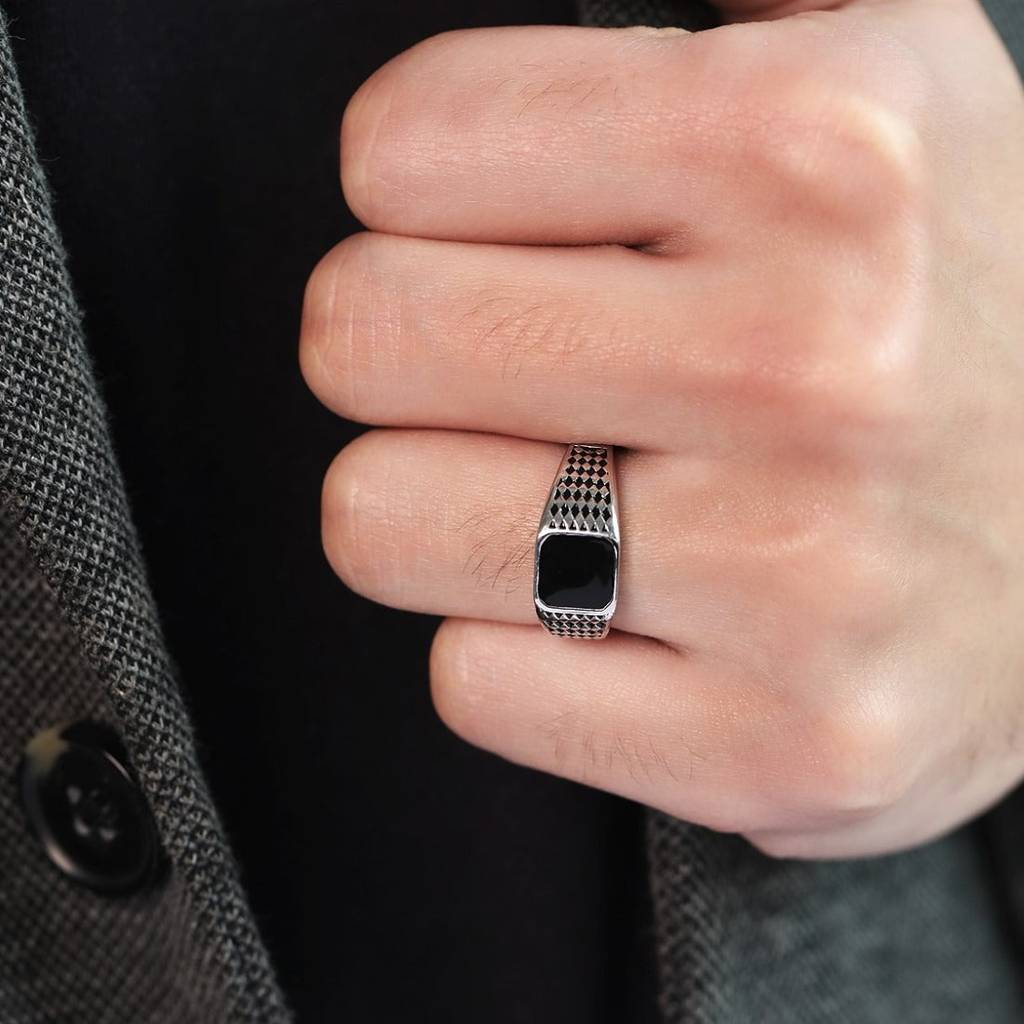 Classy Rhodium Plated 925 Sterling Silver Ring For Him (Adjustable) : RNG-40131