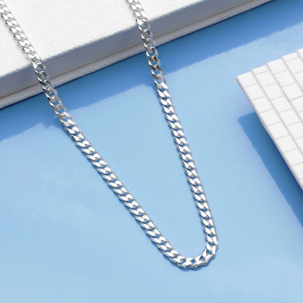 The Classic Silver-Plated Linkage 925 Sterling Silver Chain For Him 24 Inches : CH-10048-S-24-INCH