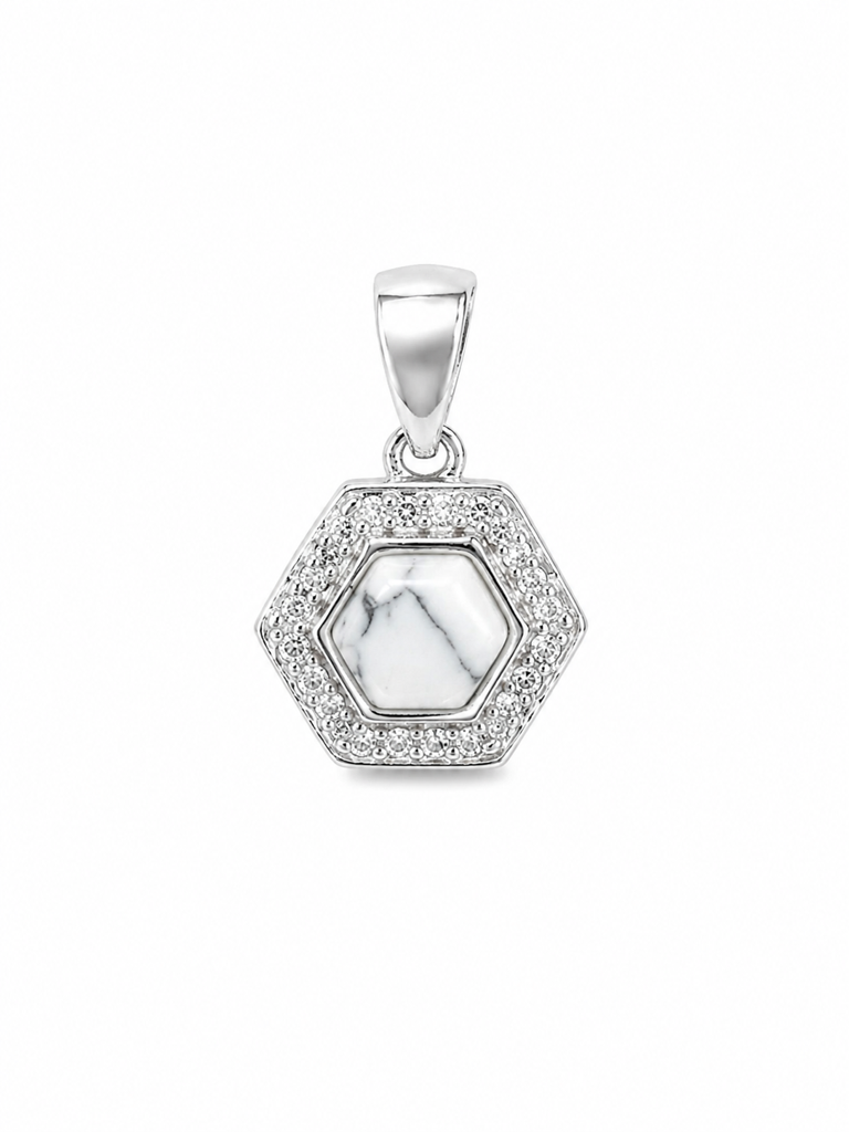 925 Silver Celeste Stone Halo Pendant : PH04578