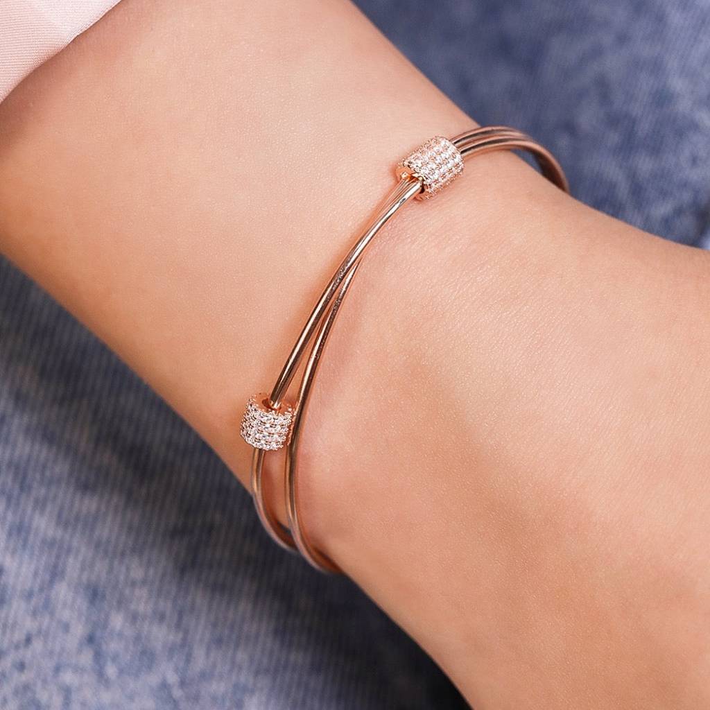 Rose Gold Radiance 925 Sterling Silver Bracelet With Cubic Zirconia : BR-80236-RG