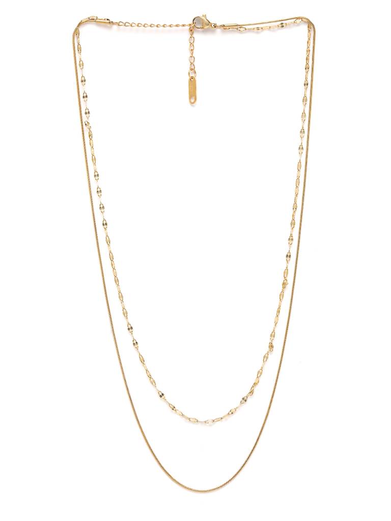 Golden Double Layer Chain Necklace : AVPE10059