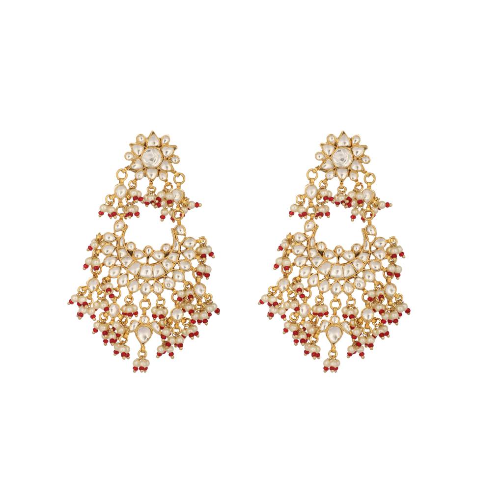 22K Gold Plated Pearl Empress Chandbali Earrings : YI24A0473E