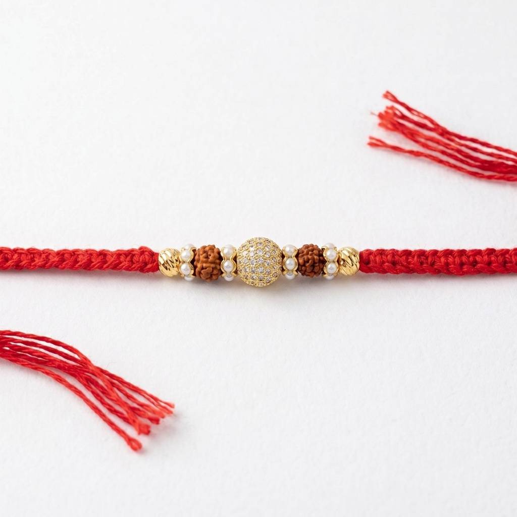 Eternz Certified Jewellery - DIORINRoyal Rudraksha Crystal Rakhi For Brother