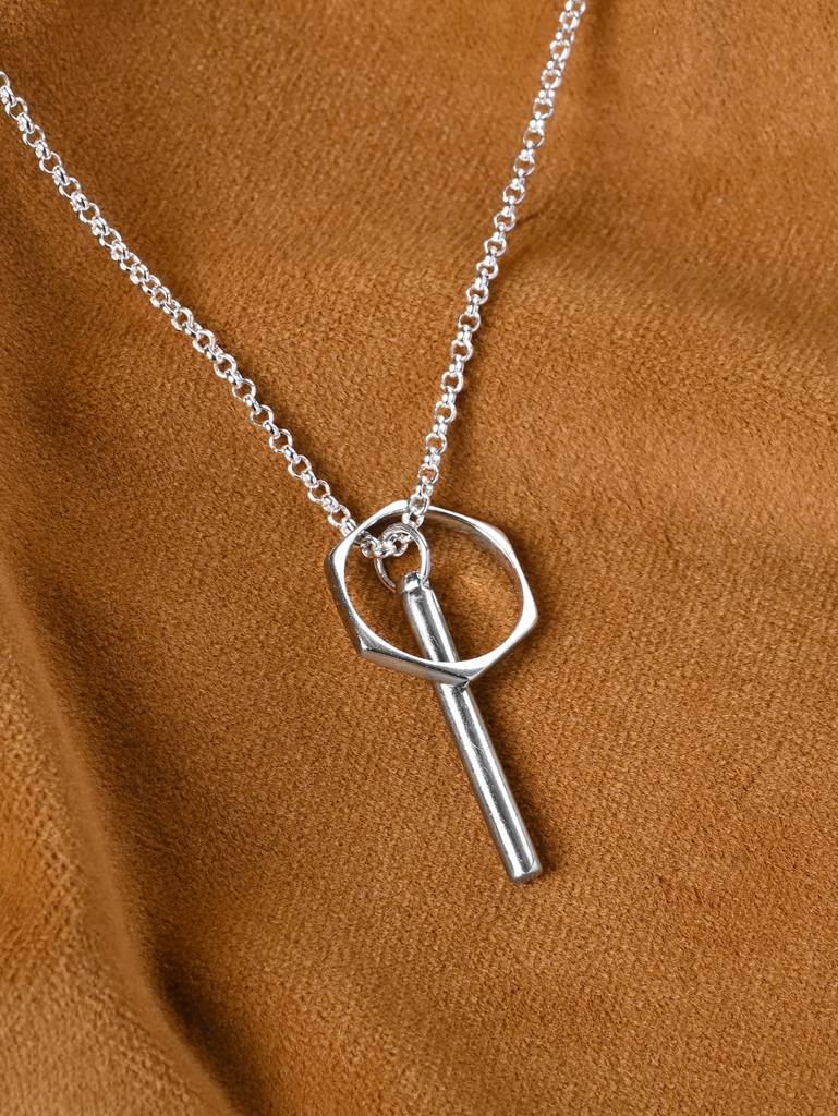 925 Silver Platinum Plated Rupert Men Pendant Necklace With Chain Gift For Men & Boys : CSMNP4