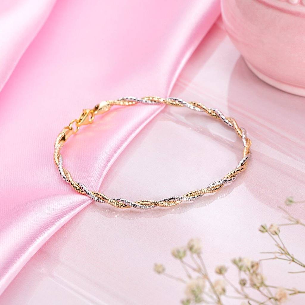 Radiant Harmony Dual Tone 925 Sterling Silver Bracelet : BR-80051
