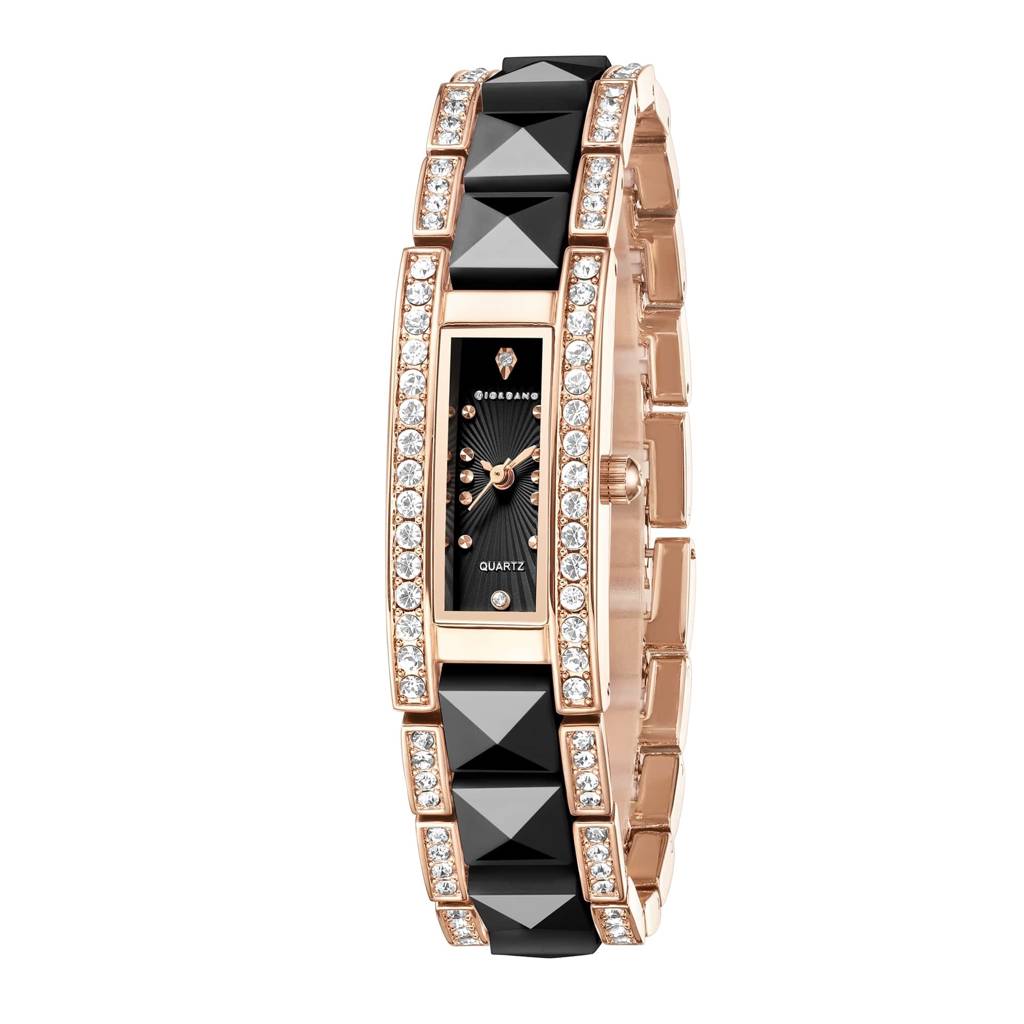 Giordano Luxury Crystal Studded Bracelet Watch For Women - Elegant Rectangular Dial, Quartz Movement And Stainle : GZ-60104-11