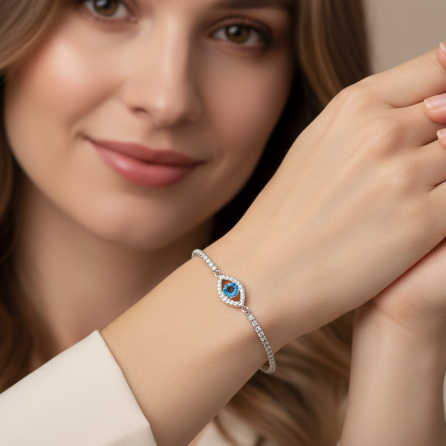 Round Evil Eye Bracelet For Women | Protective Symbolic Bracelet Jewellery : 9131520990