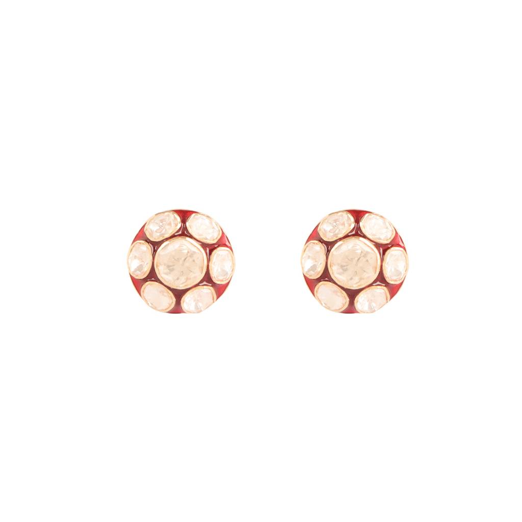 Moissanite Polki Meena Earrings : PJ94
