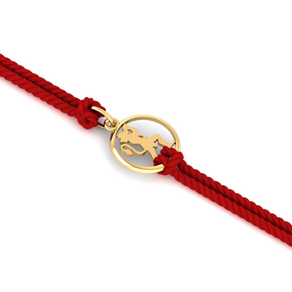Eternz Certified Jewellery - KuberBox 9K Yellow Gold Hanuman Gold Rakhi Cum Pendant (One Size)