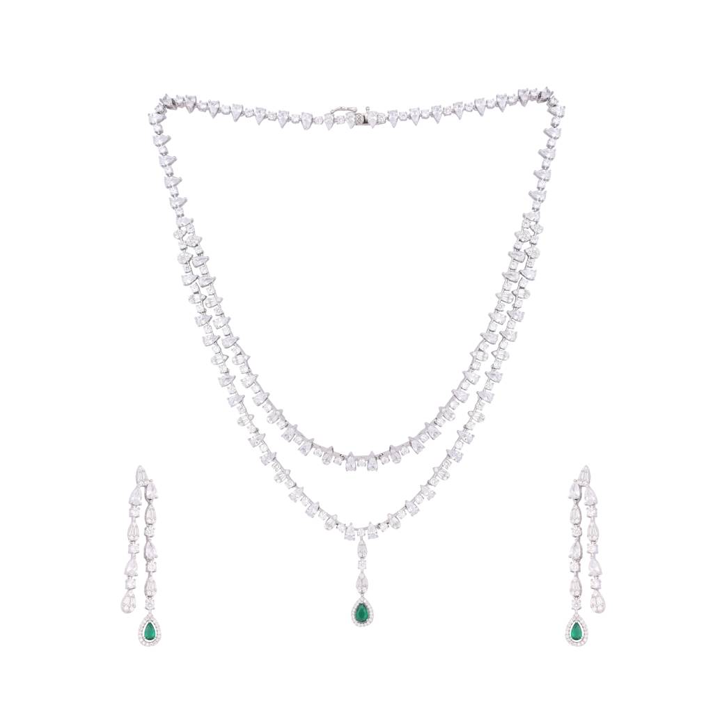 Crystal Luster Cubic Zircon Necklace Set : YI24A0475N