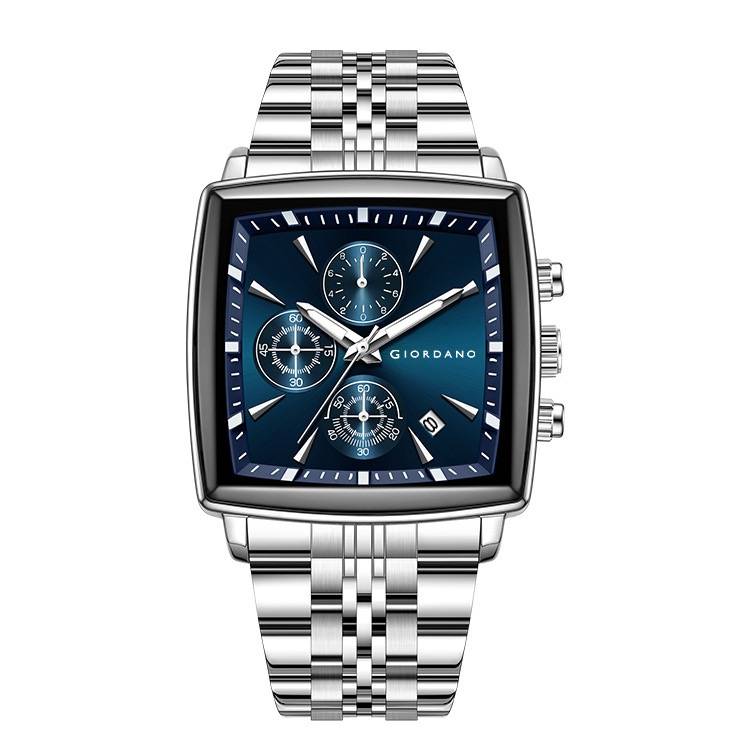 Giordano Multi Function Watch For Men With Square Dial, Stainless Steel Strap And Date Display : GZ-50138-22