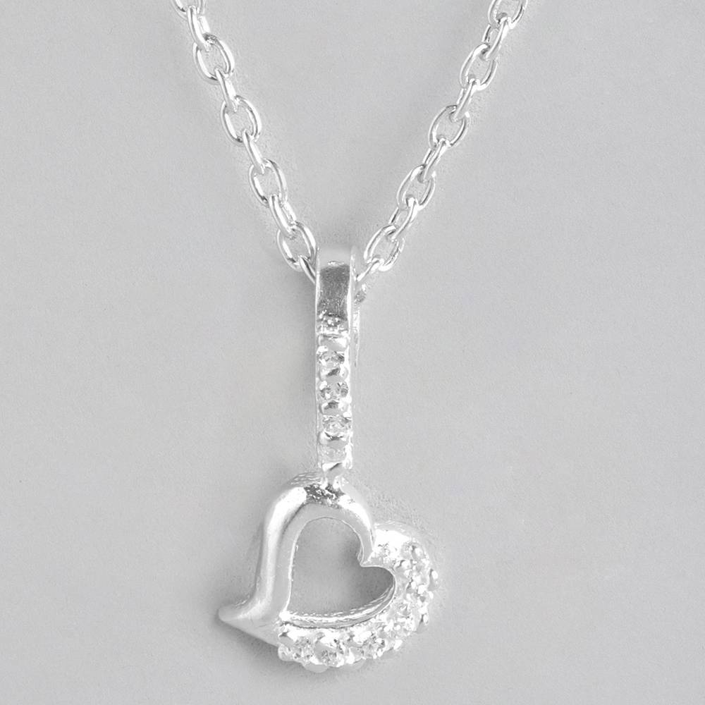 Silver Zircon Heart Necklace : Silver Zircon Heart Necklace : Z125SG002N061