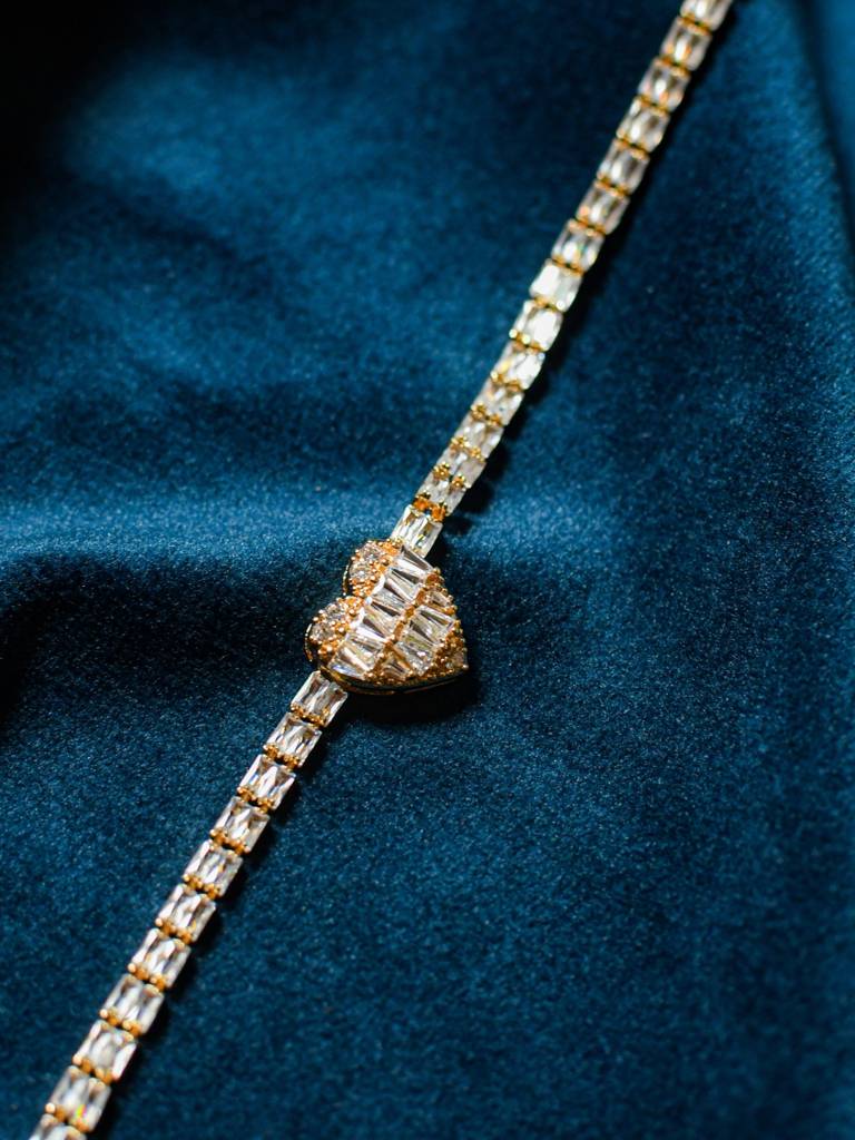 Heart Moissanite Tennis Bracelet Â 18Kt Gold Plated : ATCB530HMTB