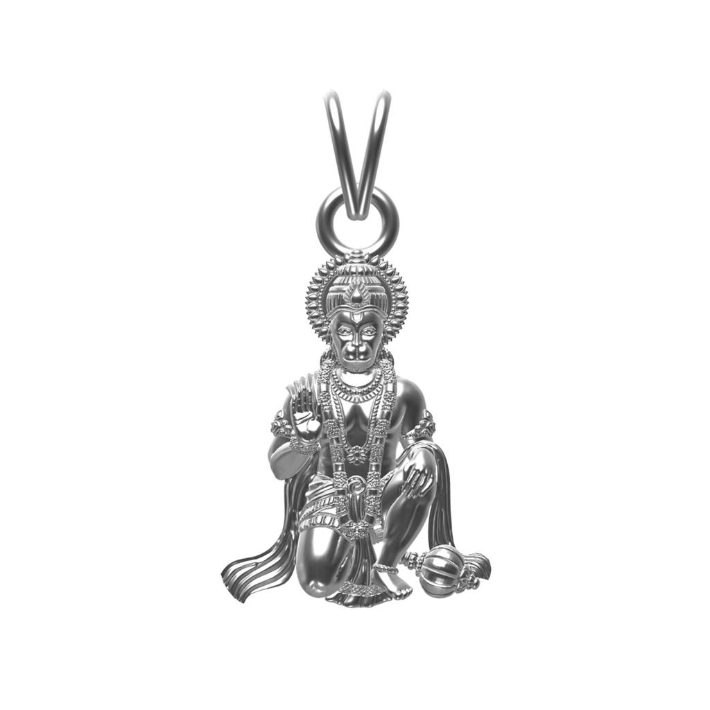 Silver God Bajrang Bali Hanuman Pendant : ZLGDP-1015