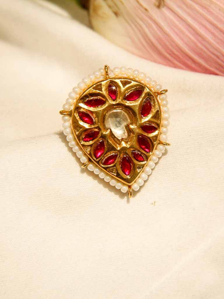 Polki Jadau Gold Plated Silver Ring : U125SG010R0122