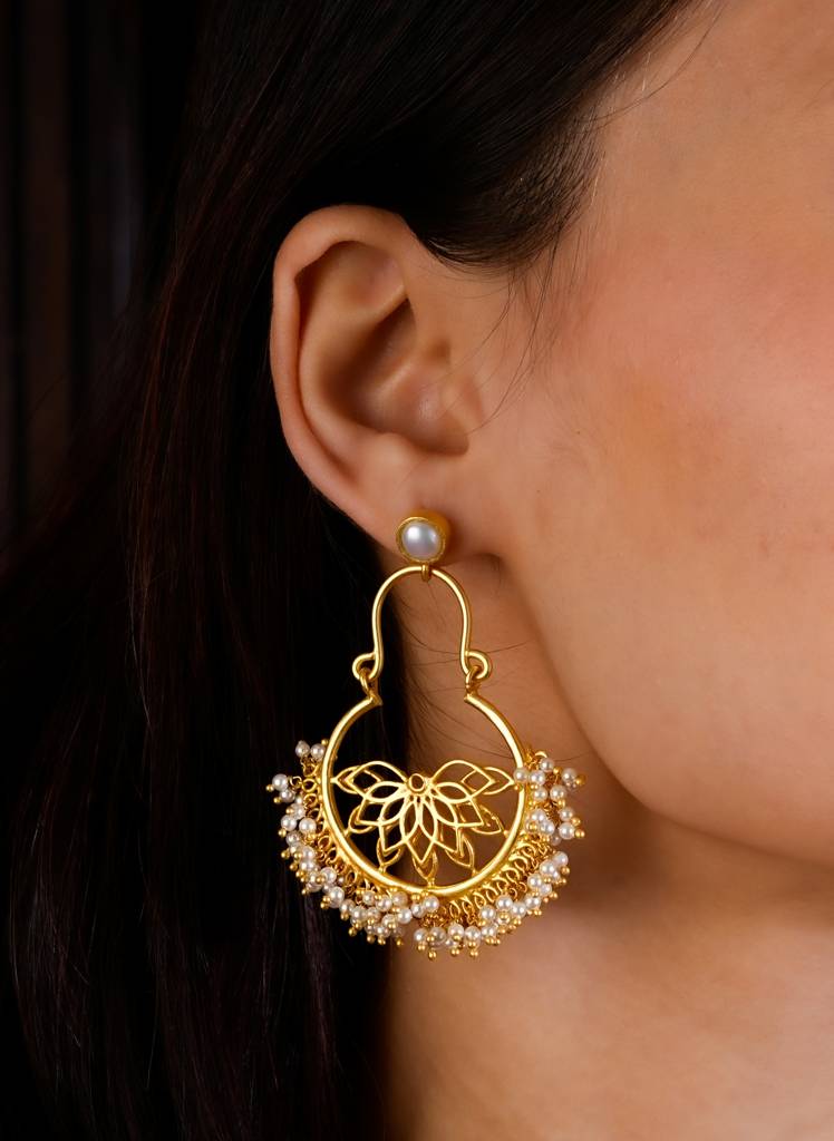 Lotus Mist Chaand Bali Earrings : WLE07
