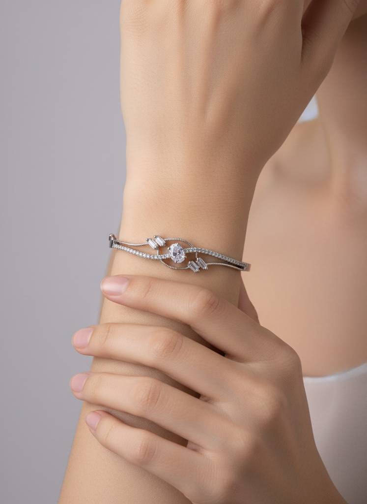 Sudiksha Bangle Bracelet | American Diamond : RKBB000002