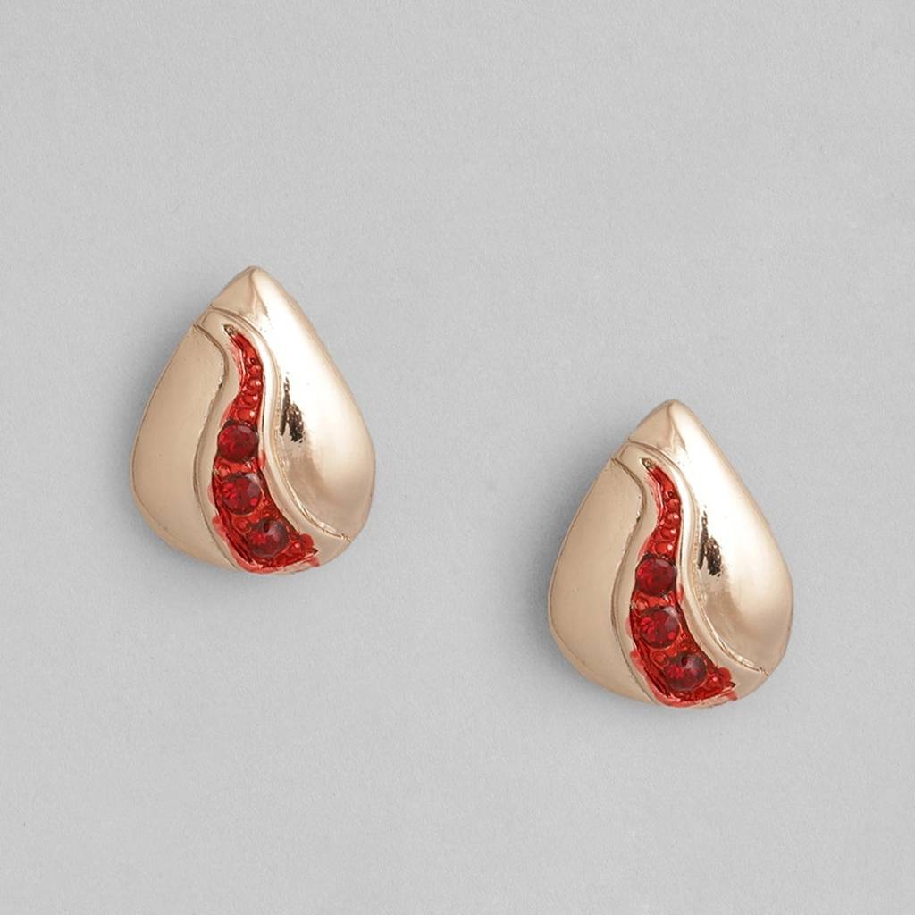 Estele Gold Plated Pomergranet Theme With Red Austrain Crystal Studs For Women : 700701-IGER