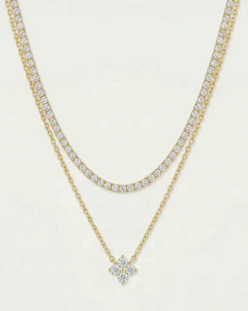 Lumi Tennis Necklace (Gold) : TN71