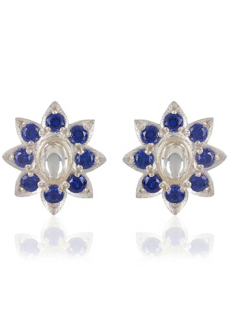 92.5 Silver Stud With Blue Zircons : U080SO005E0770