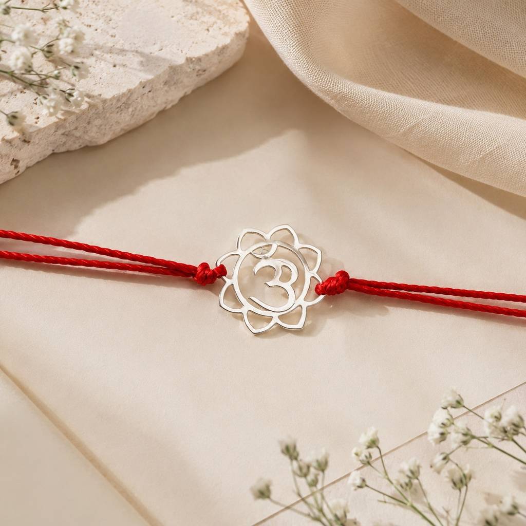 Eternz Certified Jewellery - Anushka Jain Jewellery 925 Silver Om Rakhi (Adjustable)