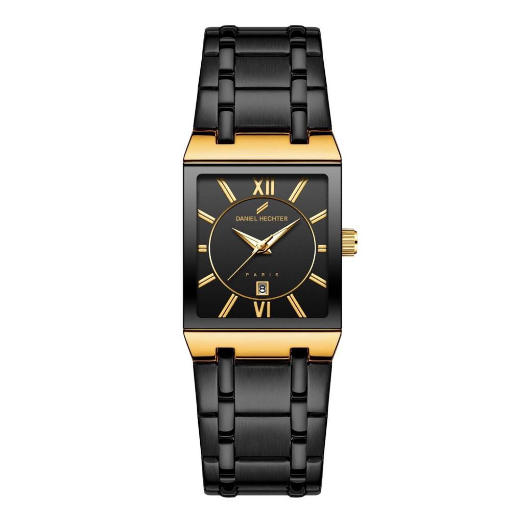 Daniel Hechter Paris Gallieni Collection Vintage Analog Watch For Men - Rectangular Dial With Roman Numerals, Dat : DHM1029-11