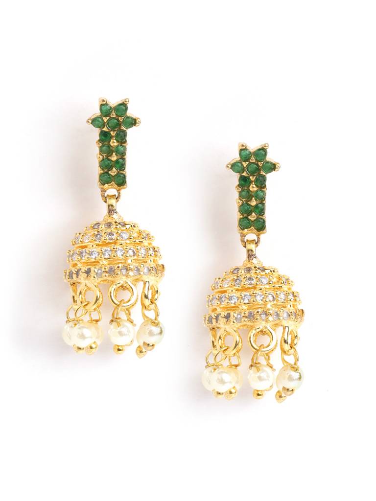 22K Gold Plated Pearl Belle Mini Jhumki Earrings : YI24A0633E