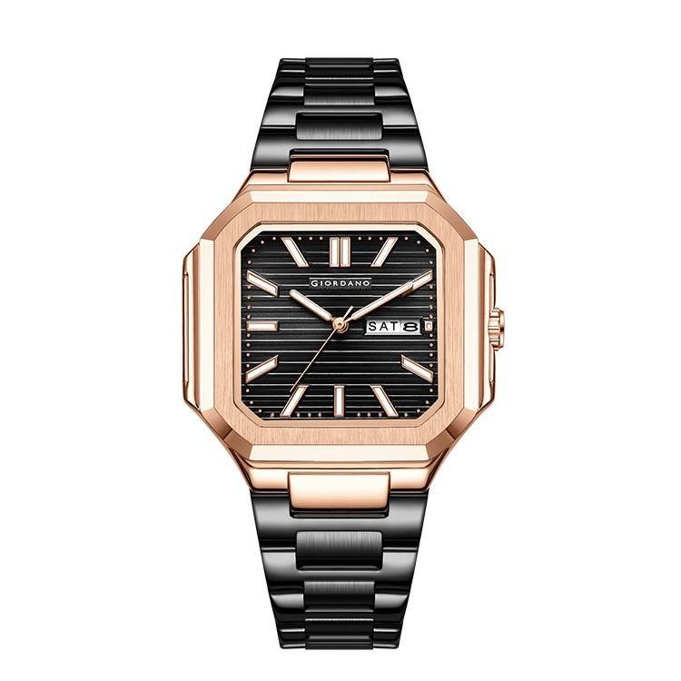 Giordano Square Formal Watch For Men – Textured Dial,Day & Date Display And Stylish Stainless Steel Strap : GZ-50140-11