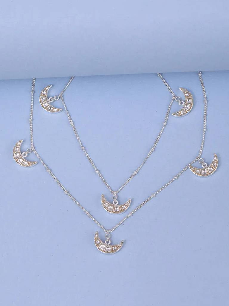 Silver 92.5 Chand Motif Anklets : U080SO15LA0309