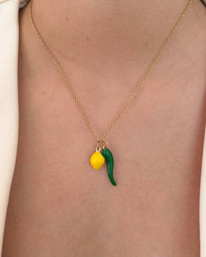 18K Gold Plated Nazar Na Lage Necklace, Indian Evil Eye, Nimbu Mirchi : N113