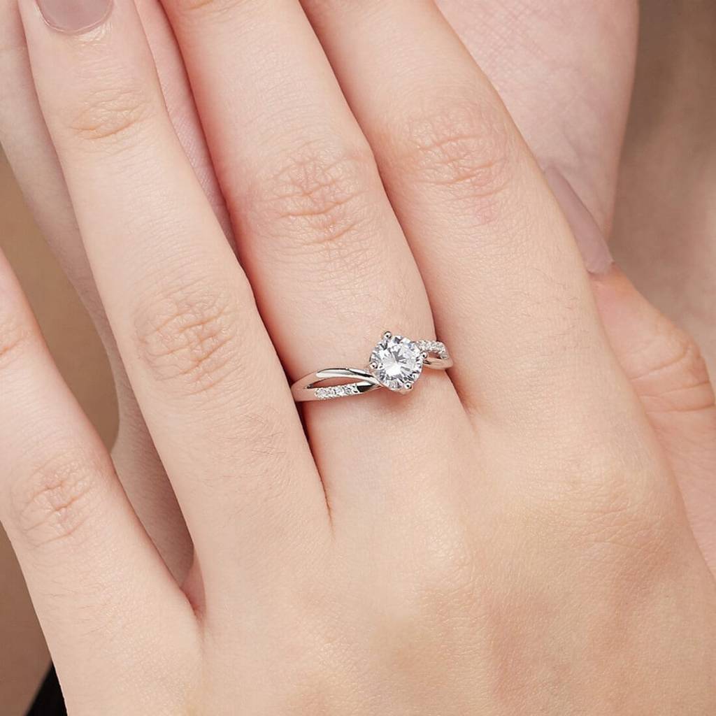 Twisted Solitaire 925 Silver Ring (Adjustable) : RNG-40034