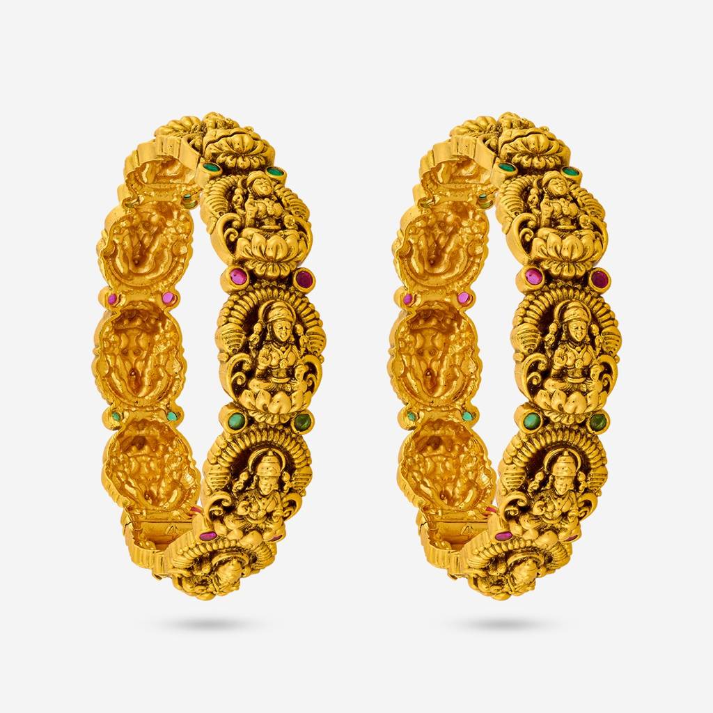 Ruby-Green Gold Plated - Bridesmaid Antique Bangle - 453950 : 453950