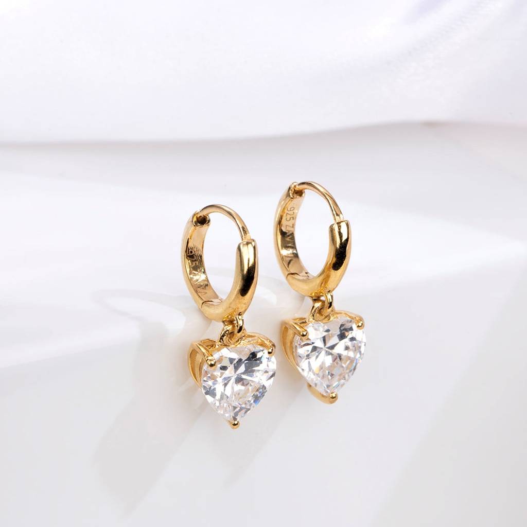 Heartfelt Radiance Gold Plated 925 Sterling Silver Earrings : EAR-20650-G