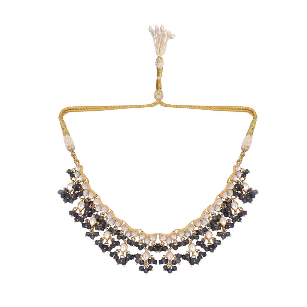 22K Gold Plated  Azure Dusk Kundan Necklace : YI24A0470N