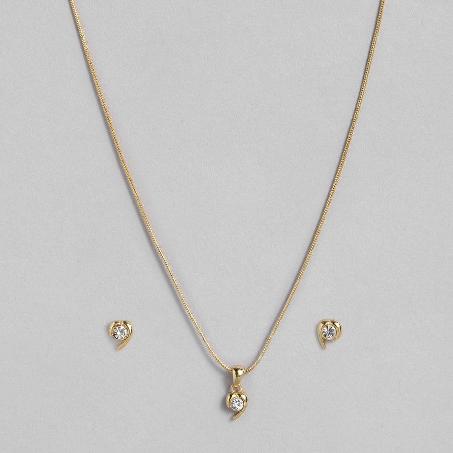 Estele Gold Plated Elegant Pendant Set With Crystals For Women : 6116NKER