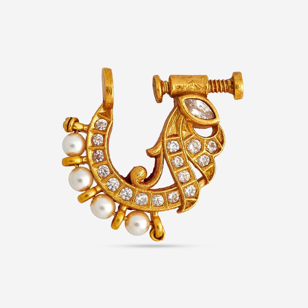 White Gold Plated Temple Nath - 448967 : 448967